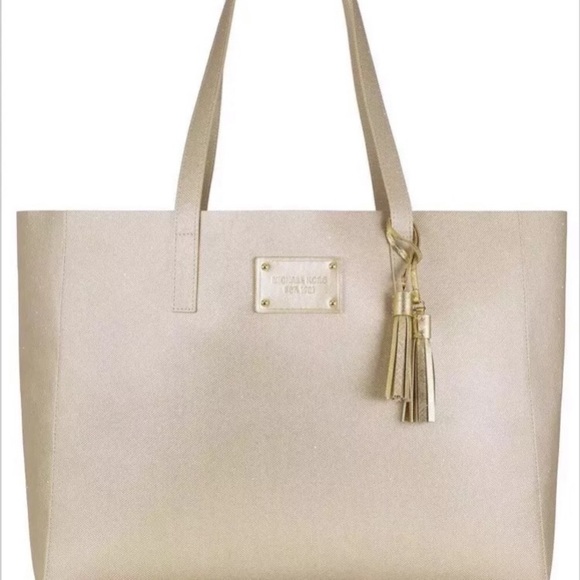 Michael Kors Tote Gold Purse Metallic Bag NEW - Picture 5 of 5